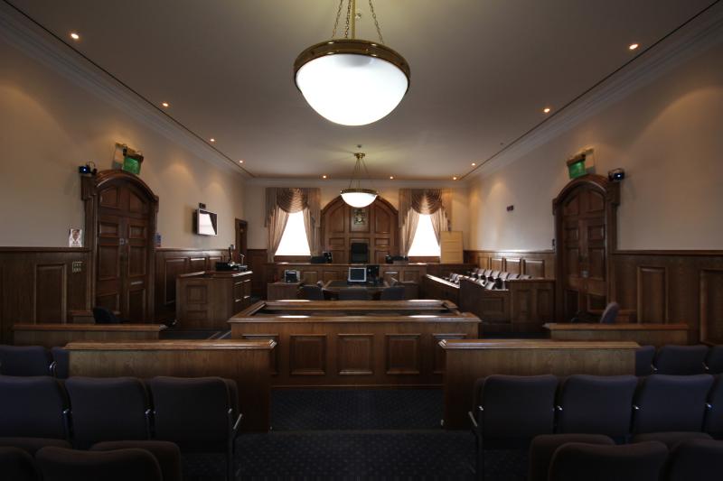 Interior of courtroom, Portree Sheriff Court.