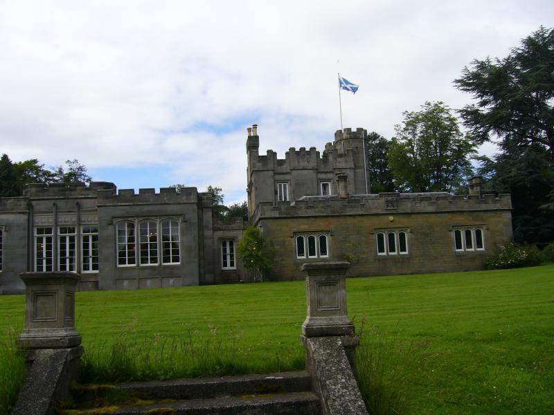 East elevation of Millburn Tower from site of lake