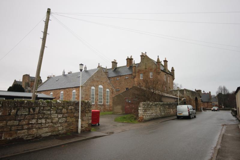 Old Jail and Former Drill Hall, Castle Street, Dornoch during daytime, on overcast day