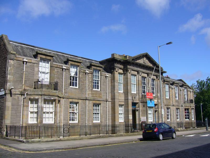 Hepburn House, principal elevation looking north, during daytime, on clear day with blue sky