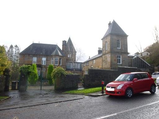 Lindores Newark Street, Greenock, principal north elevation during daytime, on cloudy day with white sky and driveway to front of property.