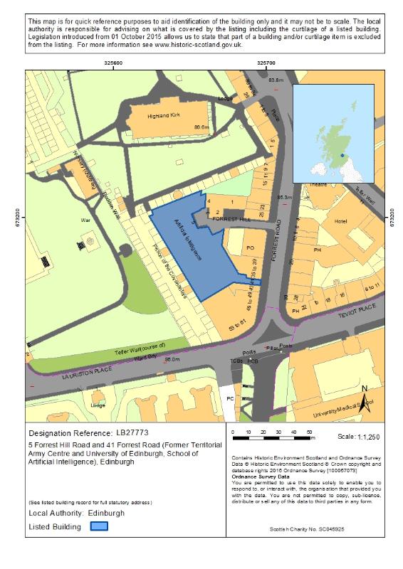 Map of 5 Forrest Hill Road And 41 Forrest Road (Former Territorial Army Centre And University Of Edinburgh, School Of Artificial Intelligence), Edinburgh