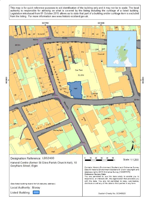 Map of Harvest Centre (Former St Giles Parish Church Hall), 10 Greyfriars Street, Elgin