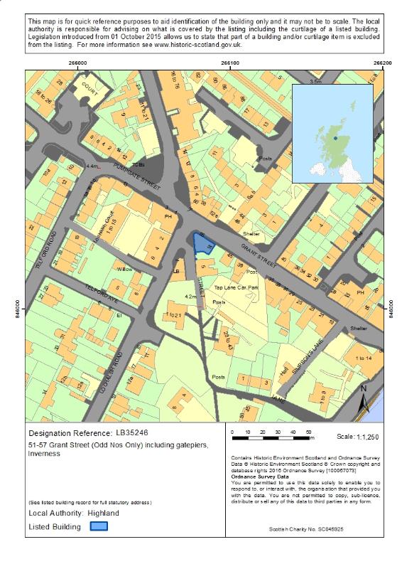 Map of 51-57 Grant Street (Odd Nos Only) Including Gatepiers, Inverness