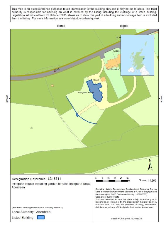 Map of Inchgarth House Including Garden Terrace, Inchgarth Road, Aberdeen