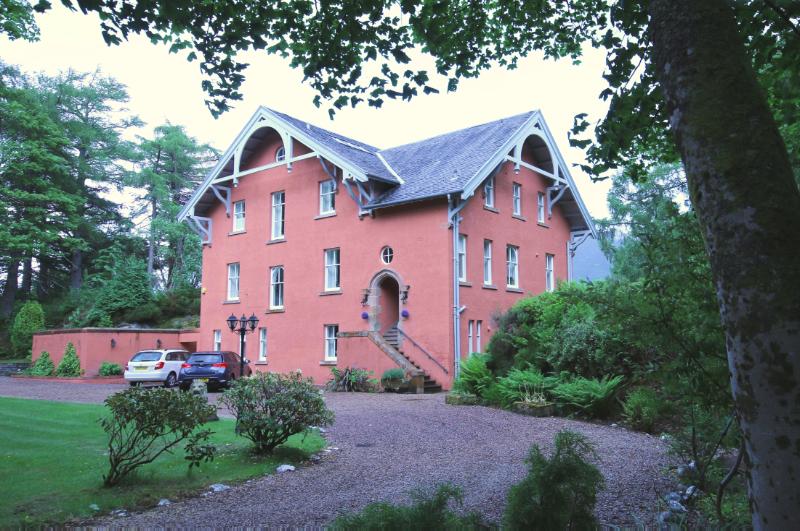 Dunbeg House, principal elevation, looking southeast, during daytime on a cloudy day