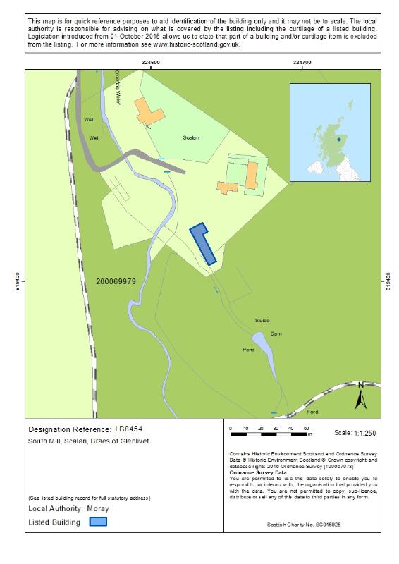 Map of South Mill, Scalan, Braes of Glenlivet