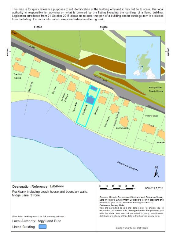 Map of Rockbank including coach house and boundary walls, Midge Lane, Strone