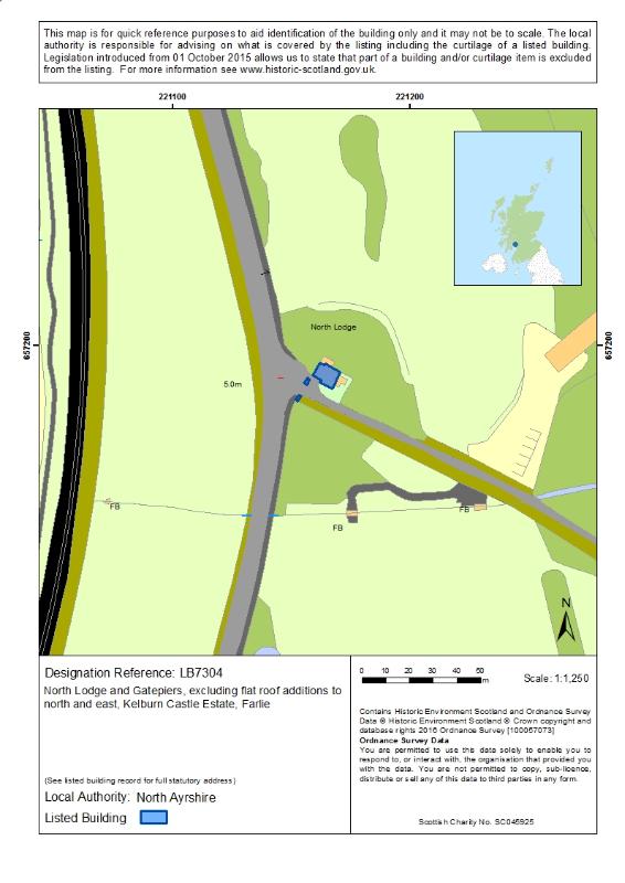 Map of North Lodge and Gatepiers, excluding flat roof additions to north and east, Kelburn Castle Estate, Fairlie