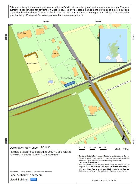 Map of Pitfodels Station House excluding 2012-13 extension to northwest, Pitfodels Station Road, Aberdeen