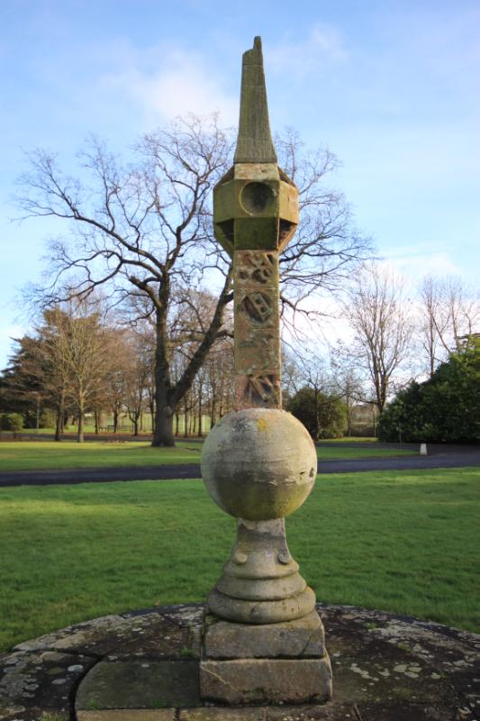 Sundial at east of Craigiehall House, South Queensferry looking east, om sunny day with blue sky