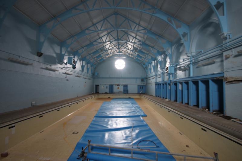 Greenfield Primary School Swimming Baths, interior view, looking west.