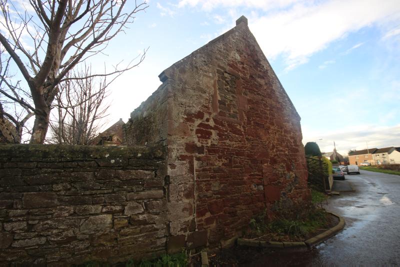  Kirkton Farm Building, Inverkeilor, gable elevation, principal elevation, looking southeast, during daytime, on clear day with blue sky.