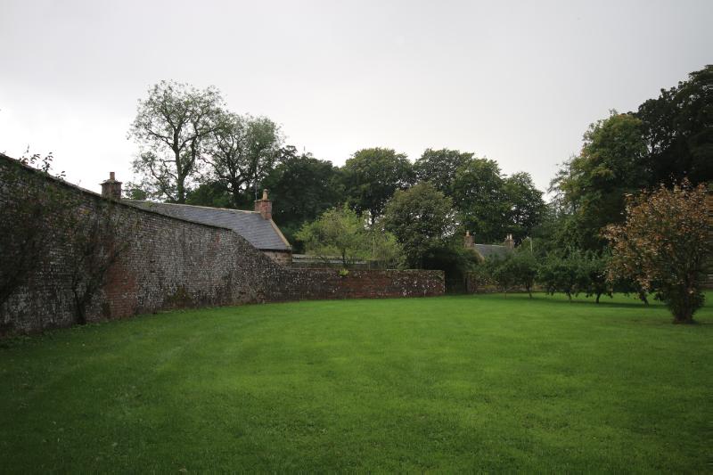 Walled Garden, Phesdo House, interior, looking southwest, during daytime on an overcast day.