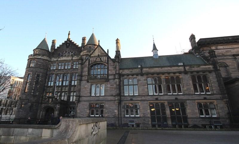 South Elevation, University of Edinburgh, Students Union, Teviot Row House, 22-23 Teviot Row, Edinburgh - on a sunny clear day. 
