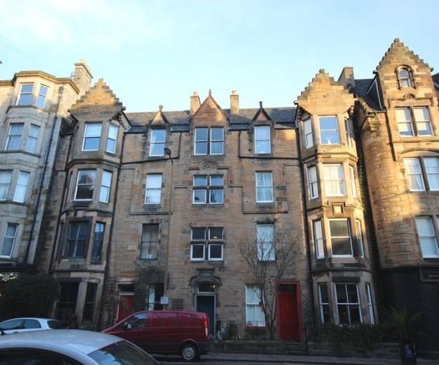 South elevation, 1-3 (Inclusive Numbers) Roseneath Street, Edinburgh, vehicles in foreground, take on sunny day. 