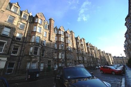 South elevation, 4-20 Bruntsfield Avenue, Edinburgh, cars in foreground, taken on clear day.