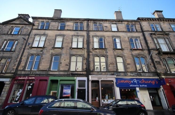 South elevation, 20-30 (Even Numbers) Grindlay Street, Edinburgh, cars in foreground.