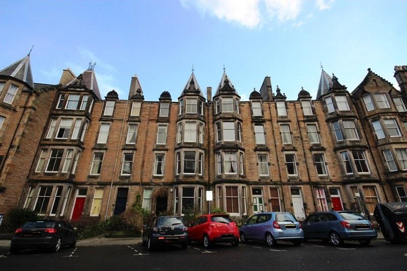 West Elevation, 32-36 AND 38-42 (Even Numbers) Marchmont Crescent, Edinburgh, cars om foreground, taken on clear day.