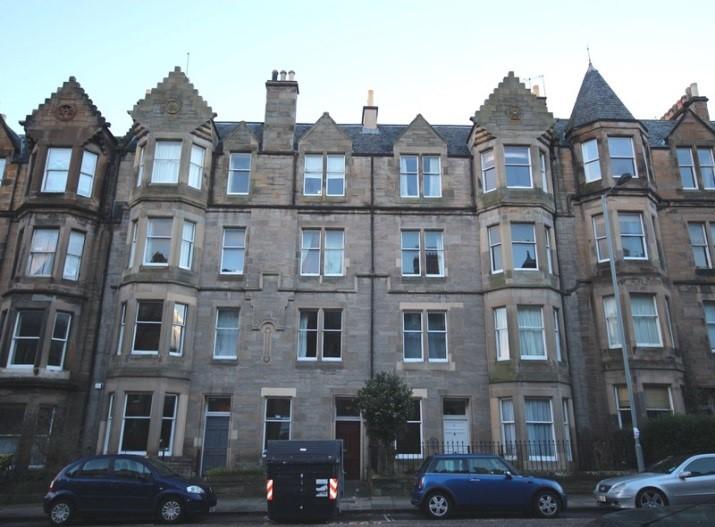South elevation, 43-47 (Odd Numbers) Marchmont Road, Edinburgh, cars in foreground, taken on clear day.
