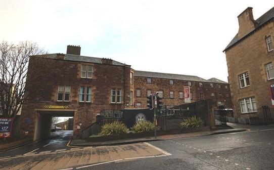 West elevation, University of Edinburgh, Centre for Sport and Exercise, (Former Brewery and Offices), 44 and 46 The Pleasance, Edinburgh