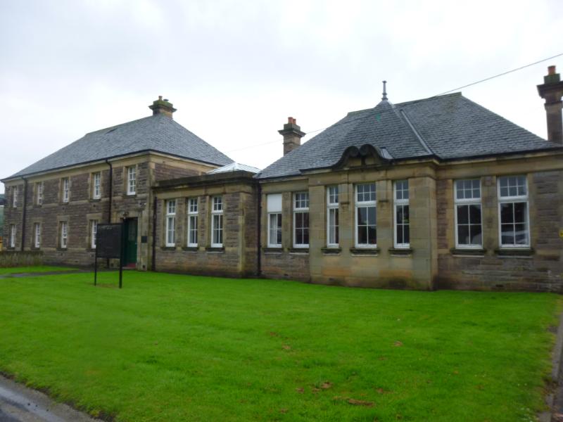 Former Sergeants’ mess, Redford cavalry barracks, Colinton Road, Edinburgh, principal elevation to northeast, during daytime on dull day with grey sky.  