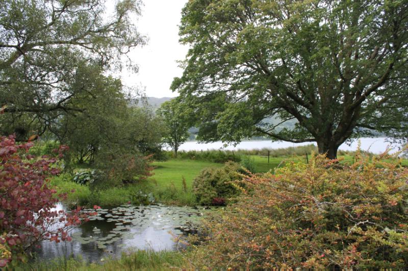 Achnacloich, area of ponds in northeast of garden, looking northeast., during daytime, on clear day with cloudy sky.