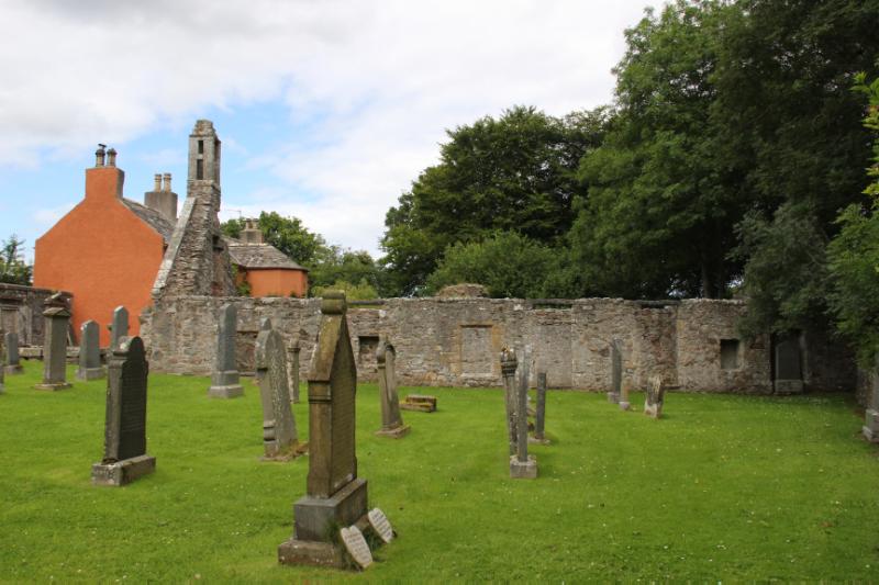Deskford ruined church and sacrament house within (NE corner). 