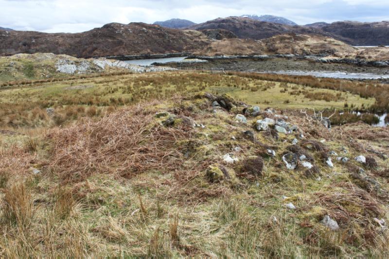 Kylestrome, cairn130m SW of, looking south during daytime, on clear day with blue sky.