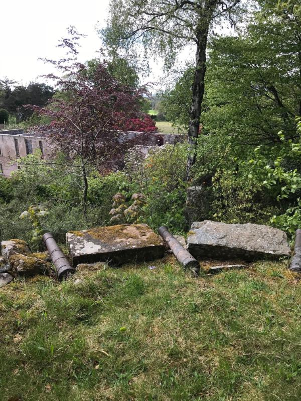 Blackhills House rock garden, with cannon overlooking house. 