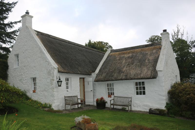 13 Swanston Village, detail of southern gable end on an overcast day.