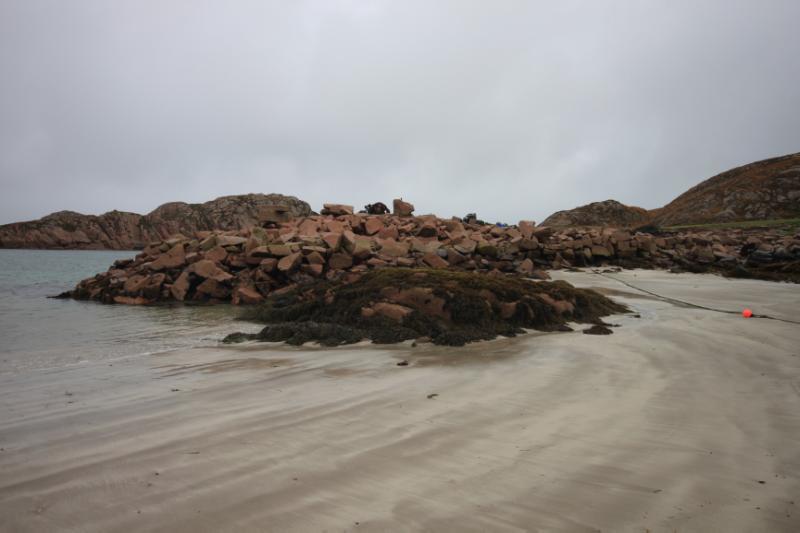 Tormore quarry, pier, looking north on a rainy day