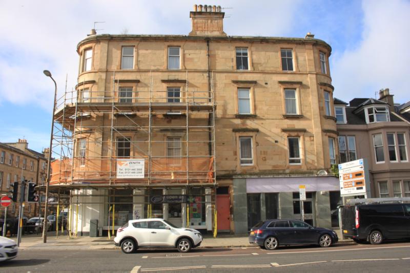 22-30 (even numbers) Newington Road, principal (east) elevation, looking west, during daytime, on clear day with blue sky. 