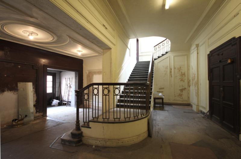 Former Auchterarder Picturehouse, interior of main foyer with central staircase.