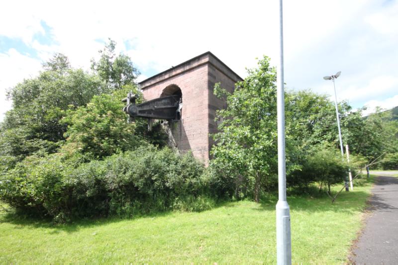 Beam engine house, excluding late 20th century office interiors, former Devon Colliery, Fishcross, looking south, during daytime, on a sunny day. 