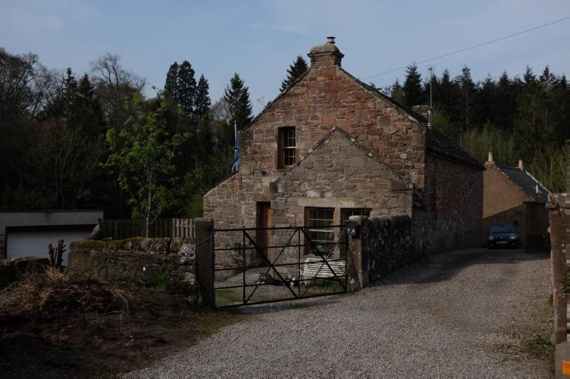 Former Shed-Garage, Channonry Wynd, Brechin, looking west, during daytime, on a clear day with blue sky. 
