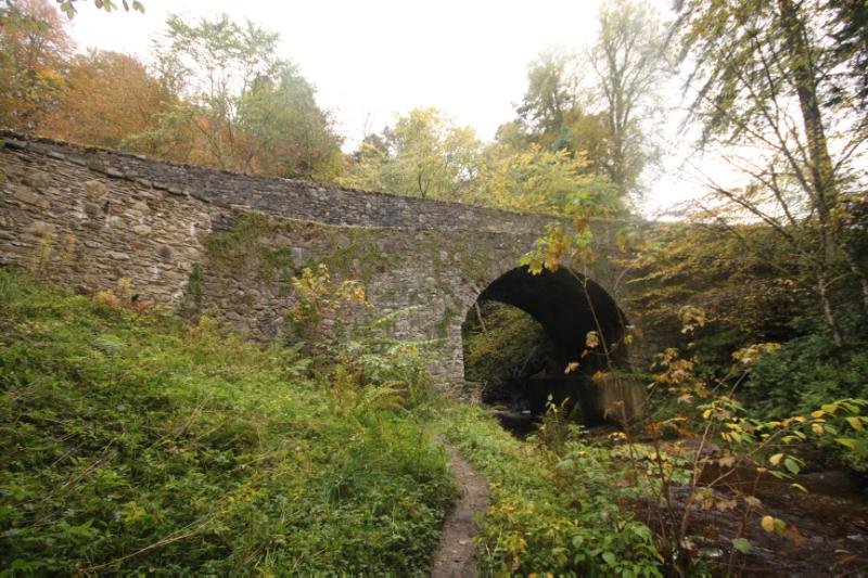 Old Blair military road bridge south elevation on an overcast day. 