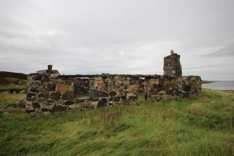 Rhughasinish Flora Macleod, principal elevation, looking northeast, during daytime, on overcast day. 