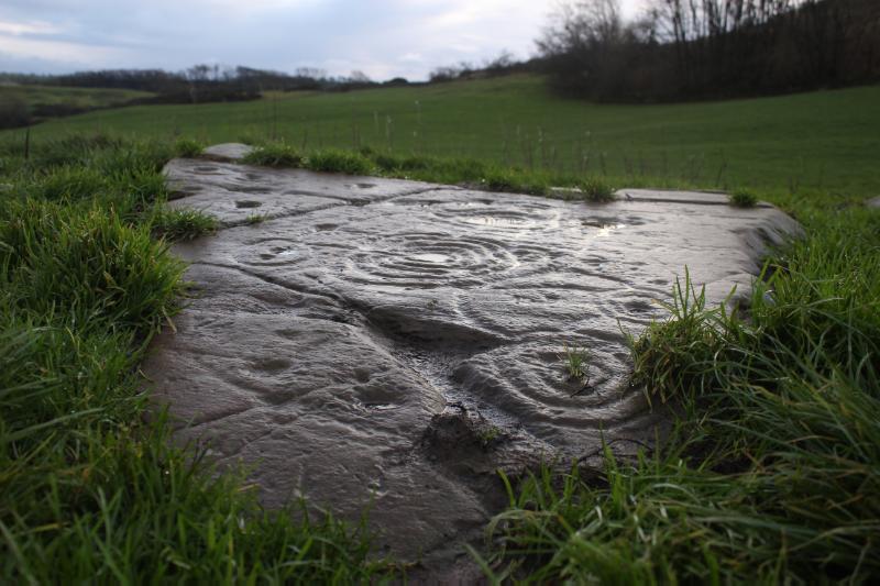 Close up of cup marked rock (Townhead 1) looking southeast