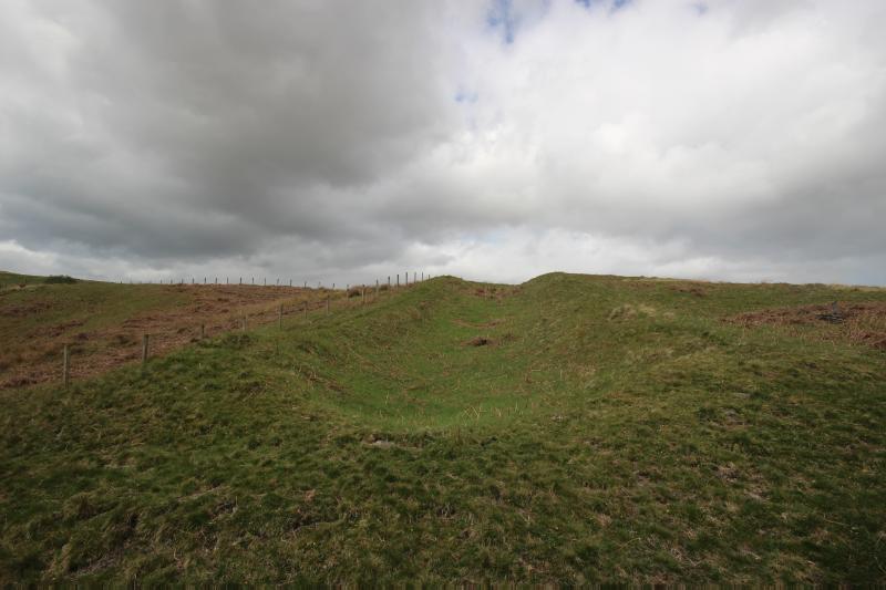 Rectilinear enclosure, 1070m SSW of Barntimpe, looking northwest over the southern ditch terminal. 