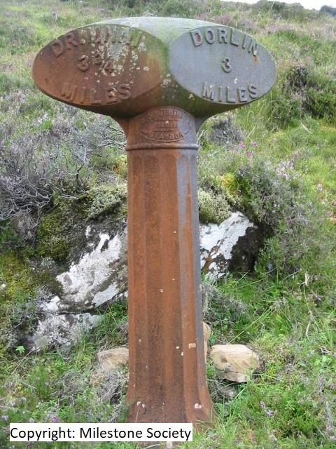 Milepost on Drimnin to Dorlin road, at NM 57445 57214, viewed from close proximity. 