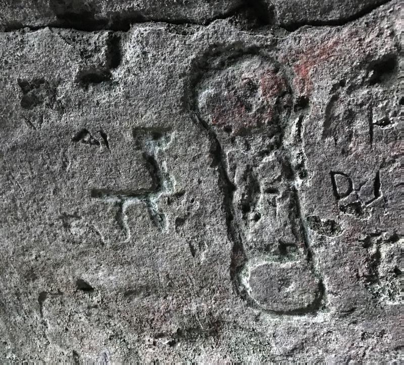 Jonathan’s Cave, showing double disk and goose/swan. Taken from the northeast. 