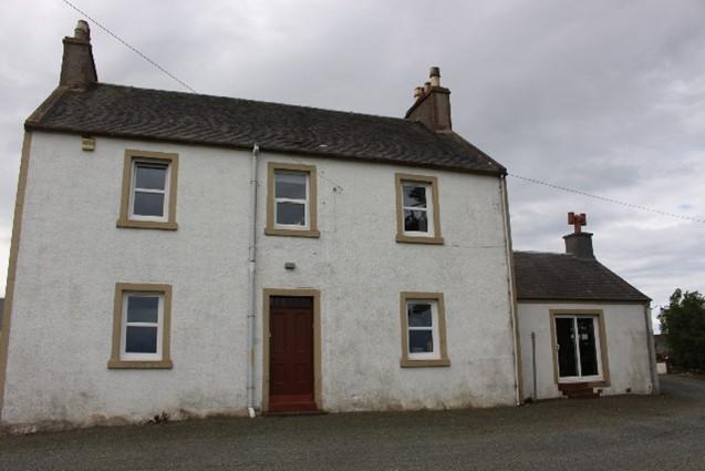 Penkill Farmhouse, principal elevation, looking west, during daytime, on overcast day. 