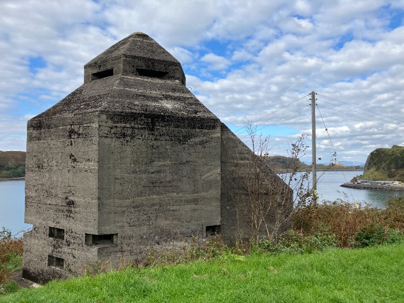 Minefield control tower, 50m ESE of Gallanachmore Cottage, looking north, on a bright day 